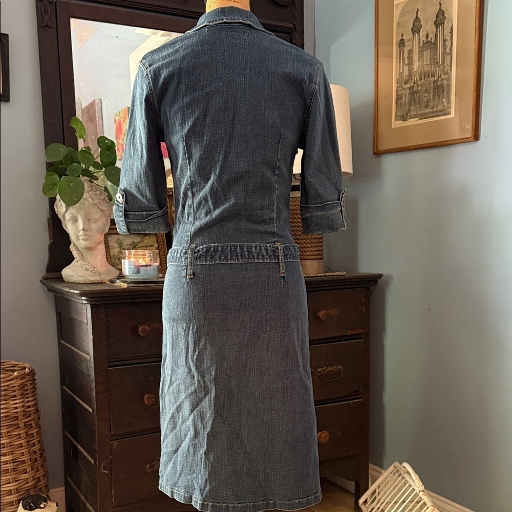 Hot Kiss Y2K Denim Shirt Dress Belted Button Front Blue Medium - Picture 10 of 16
